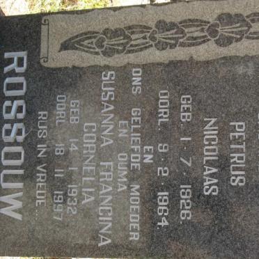 ROSSOUW Petrus Nicolaas 1926-1964 &amp; Susanna Francina Cornelia 1932-1997