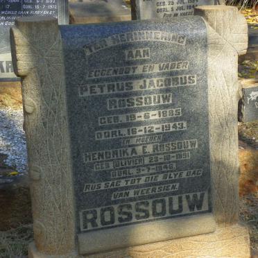 ROSSOUW Petrus Jacobus 1885-1943 &amp; Hendrika E. OLIVIER 1891-1946