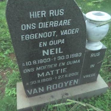 ROOYEN Neil, van 1903-1983 &amp; Mattie 1908-2001