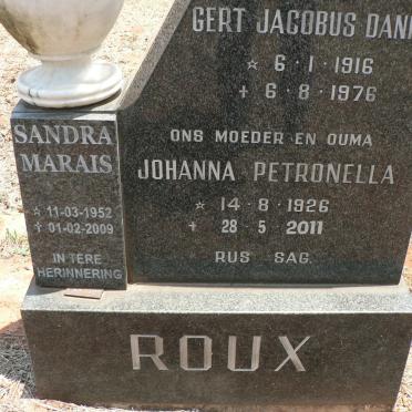 ROUX Gert Jacobus Daniel 1916-1976 &amp; Johanna Petronella 1926-2011 :: MARAIS Sandra 1952-2009