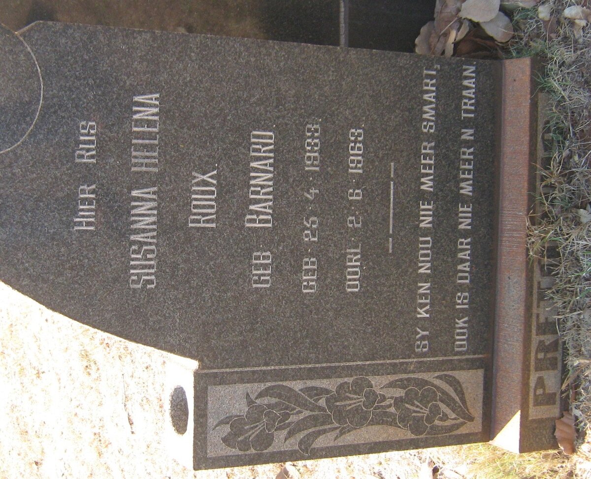 ROUX Susanna Helena nee BARNARD 1933-1963