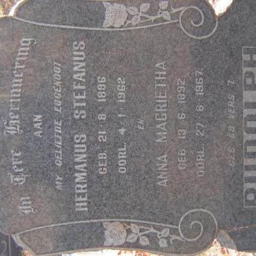RUDOLPH Hermanus Stefanus 1896-1962 &amp; Anna Magrietha 1892-1967