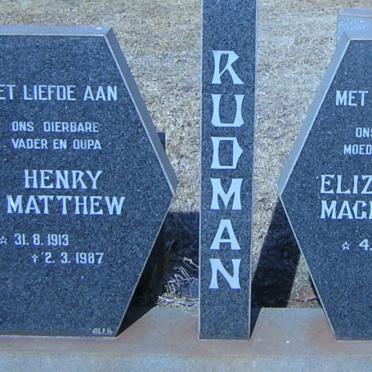 RUDMAN Henry Matthew 1913-1987 &amp; Elizabeth Magdelena 1915-1986