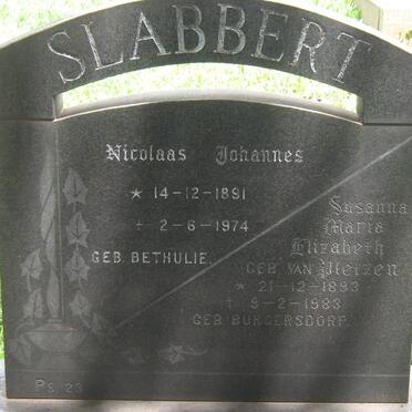 SLABBERT Nicolaas Johannes 1891-1974 &amp; Susanna Maria Elizabeth VAN PLETZEN 1893-1983