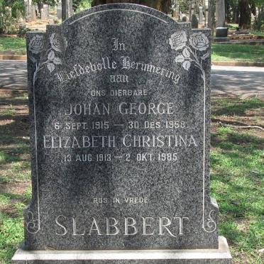 SLABBERT Johan George 1915-1958 &amp; Elizabeth Christina 1913-1985