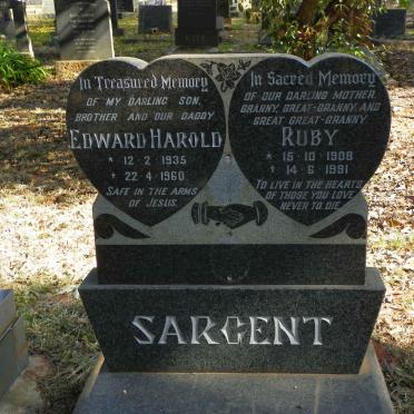 SARGENT Ruby 1908-1991 :: SARGENT Edward Harold 1935-1960