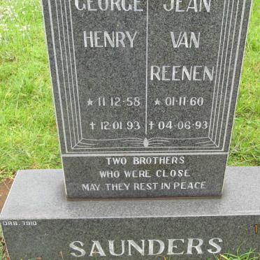SAUNDERS George Henry 1958-1993 &amp; Jean VAN REENEN 1960-1993