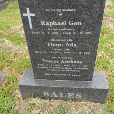 SALES Raphael Gon 1902-1986 &amp; Thora Ada 1913-1999 :: SALES Trevor Anthony 1941-1987