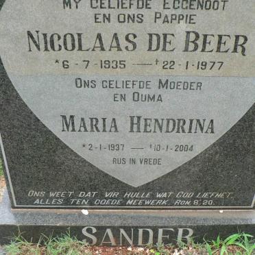 SANDER Nicolaas de Beer 1935-1977 &amp; Maria Hendrina 1937-2004