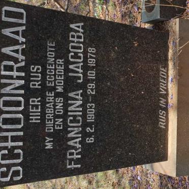 SCHOONRAAD Francina Jacoba 1903-1978