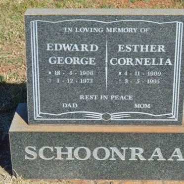 SCHOONRAAD Edward George 1906-1973 &amp; Esther Cornelia 1909-1995