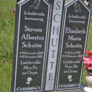 SCHUTTE Steven Albertus 1949-1985 &amp; Elizabeth Maria 1950-2012