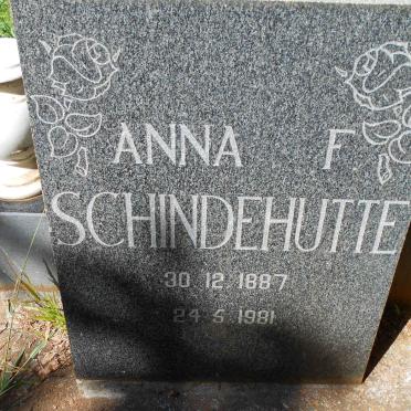 SCHINDEHUTTE Anna F. 1887-1981