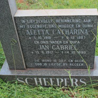 SCHEEPERS Jan Gabriel 1917-1990 &amp; Aletta Catharina 1918-1987