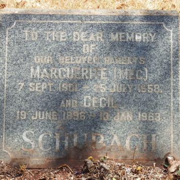 SCHUBACH Cecil 1896-1963 &amp; Marquerite 1901-1958