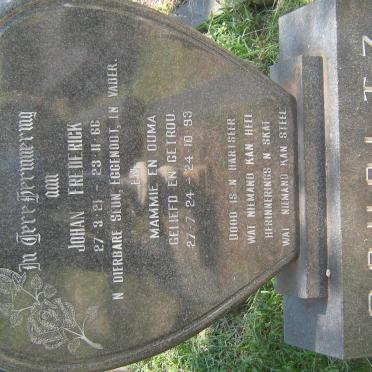 SCHOLTZ Johan Frederick 1921-1966 &amp; Mammie 1924-1993