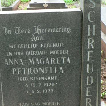 SCHREUDER Anna Magareta Petronella nee STEENKAMP 1929-1973