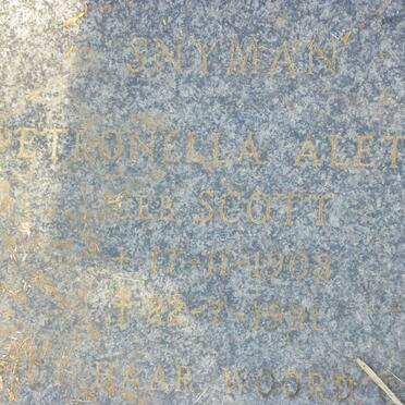 SNYMAN Petronella Aletta nee SCOTT 1908-1991