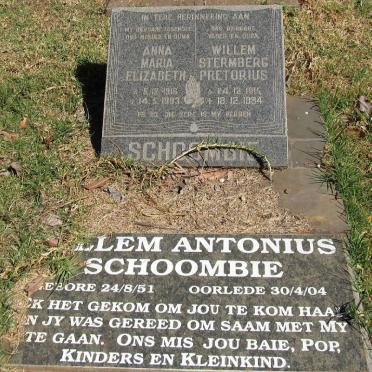 SCHOOMBIE Willem Stermberg Pretorius 1915-1994 &amp; Anna Maria Elizabeth 1916-1993 :: SCHOOMBIE Willem Antonius 1951-2004