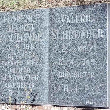 SCHROEDER Valerie 1937-1949 :: VAN TONDER Florence Hariet 1915-1997 ::