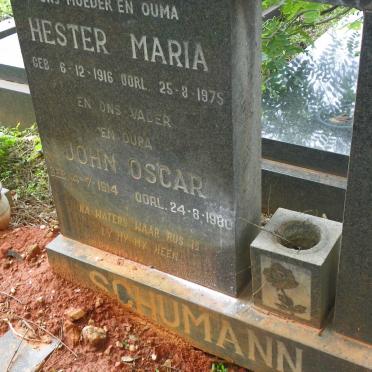 SCHUMANN John Oscar 1914-1980 &amp; Hester Maria 1916-1975