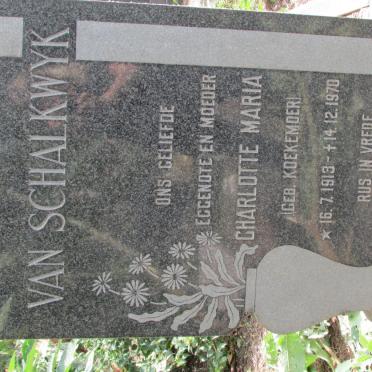 SCHALKWYK Charlotte Maria, van nee KOEKEMOER 1913-1970