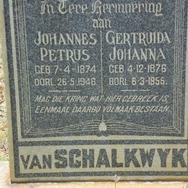 SCHALKWYK Johannes Petrus, van 1874-1946 &amp; Gertruida Johanna 1876-1955