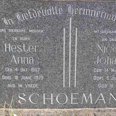 SCHOEMAN Nicolaas Johannes 1879-1954 &amp; Hester Anna 1887-1979