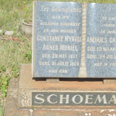 SCHOEMAN Andries Gabriel 1896-1965 &amp; Constance Myrtle Agnes Muriel 1907-1956