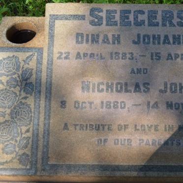 SEEGERS Nicholas John 1880-1953 &amp; Dinah Johanna 1883-1951