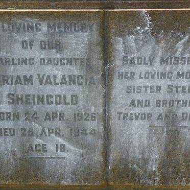 SHEINGOLD Esther 1898-1969 :: SHEINGOLD Mariam Valancia 1926-1944