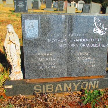 SIBANYONI Sarah Ignatia 1901-1991 :: SIBANYONI Rose Mogale 1927-2018