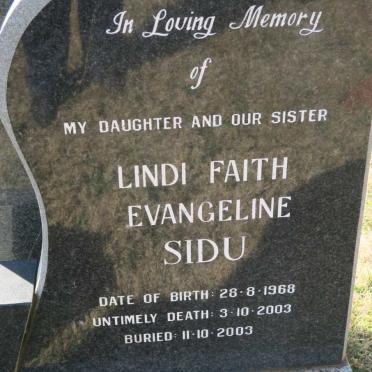 SIDU Lindi Faith Evangeline 1968-2003