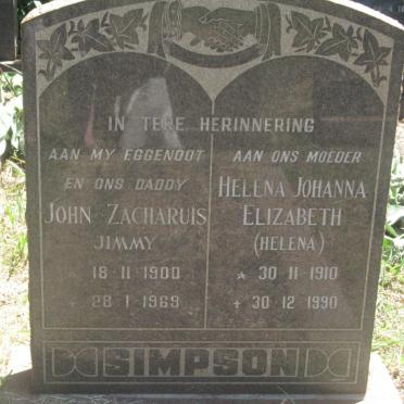 SIMPSON John Zacharuis 1900-1969 &amp; Helena Johanna Elizabeth 1910-1990