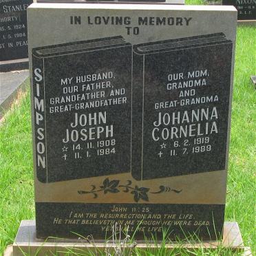 SIMPSON John Joseph 1908-1984 &amp; Johanna Cornelia 1919-1989