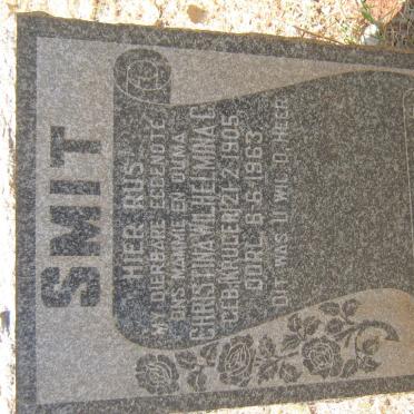 SMIT Christina Wilhelmina C. nee KRUGER 1905-1963