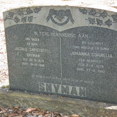 SNYMAN Jacobus Christoffel 1879-1956 &amp; Johanna Cornelia HERHOLDT 1879-1952