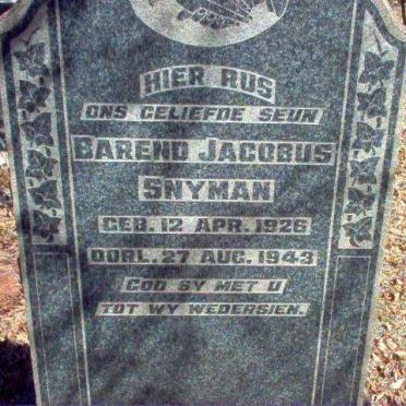 SNYMAN Barend Jacobus 1926-1943