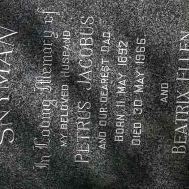 SNYMAN Petrus Jacobus 1892-1966 &amp; Beatrix Ellen 1893-1989