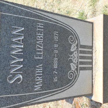 SNYMAN Martha Elizabeth 1889-1971
