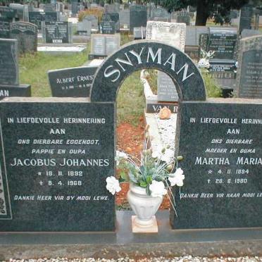 SNYMAN Jacobus Johannes 1892-1968 &amp; Martha Maria 1894-1980