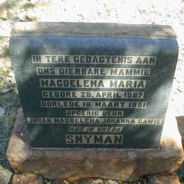 SNYMAN Magdelena Maria 1887-1951