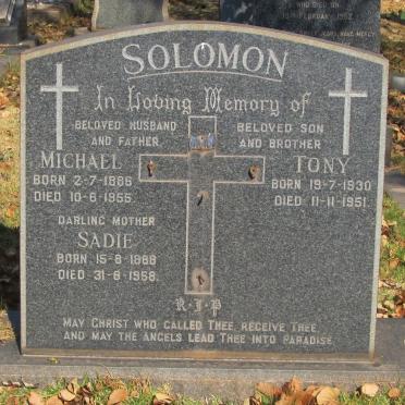 SOLOMON Michael 1886-1955 &amp; Sadie 1888-1958 :: SOLOMON Tony 1930-1951