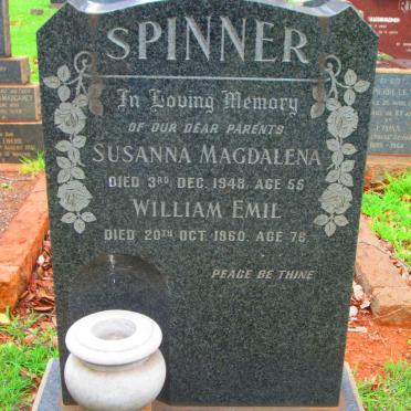SPINNER William Emil -1960 &amp; Susanna Magdalena -1948