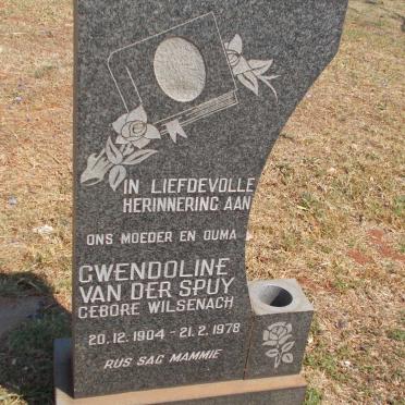 SPUY Gwendoline, van der nee WILSENACH 1904-1978