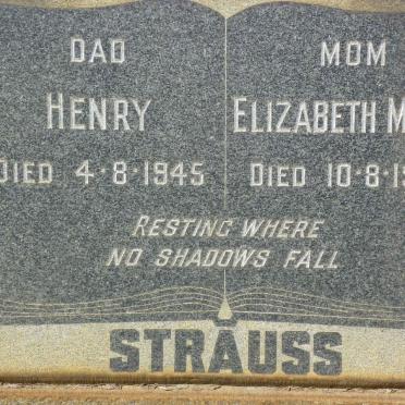 STRAUSS Henry -1945 &amp; Elizabeth Maria -1964
