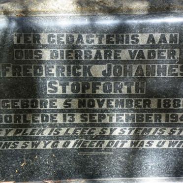 STOPFORTH Frederick Johannes 1886-1948