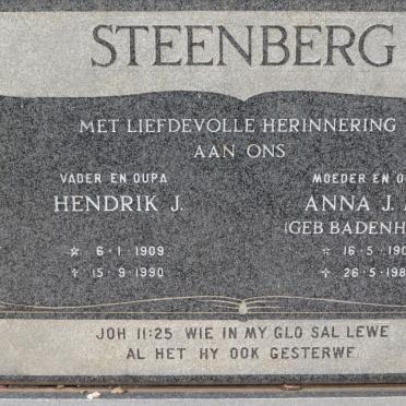 STEENBERG Hendrik J. 1909-1990 &amp; Anna J.M.G. BADENHORST 1908-1988