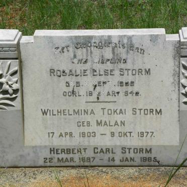 STORM Herbert Carl 1897-1985 &amp; Wilhelmina Tokai MALAN 1903-1977 :: STORM Rosalie Else 19?6-1942