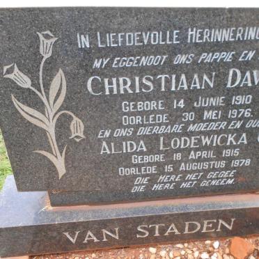 STADEN Christiaan David, van 1910-1976 &amp; Alida Lodewicka C. 1915-1978